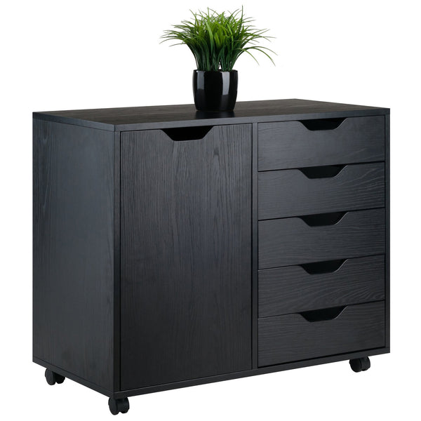 Winsome Wood Halifax 5-drawer Mobile Storage Cabinet - Versatile Organizer With Wheels For Home & Office Use Black Composite Wood 20630-winsome-wood