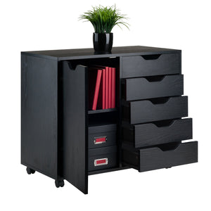 Winsome Wood Halifax 5-drawer Mobile Storage Cabinet - Versatile Organizer With Wheels For Home & Office Use Black Composite Wood 20630-winsome-wood