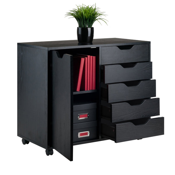 Winsome Wood Halifax 5-drawer Mobile Storage Cabinet - Versatile Organizer With Wheels For Home & Office Use Black Composite Wood 20630-winsome-wood
