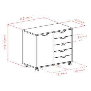 Winsome Wood Halifax 5-drawer Mobile Storage Cabinet - Versatile Organizer With Wheels For Home & Office Use Black Composite Wood 20630-winsome-wood