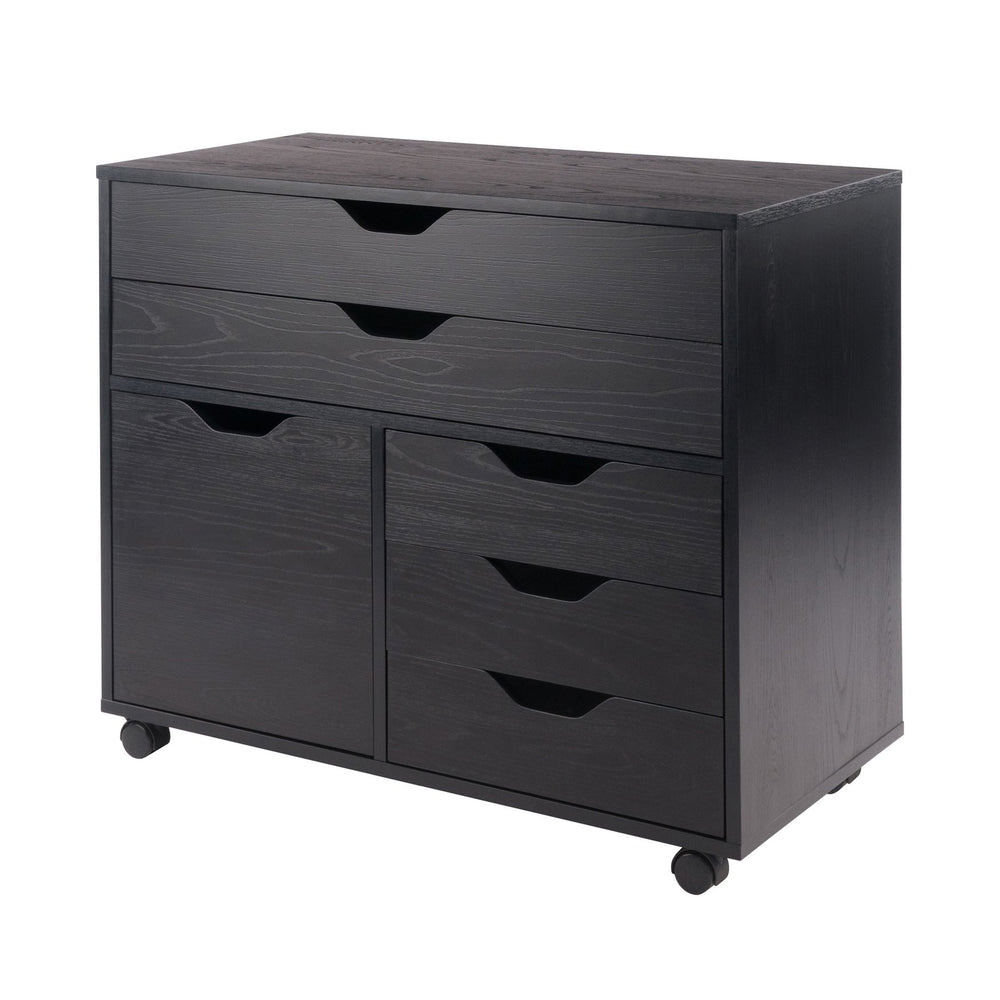 Winsome Wood Halifax 3-section Mobile Storage Cabinet With 5 Easy-glide Drawers For Organizing Your Space Black Composite Wood 20633-winsome-wood