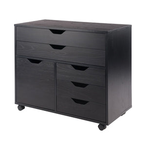 Winsome Wood Halifax 3-section Mobile Storage Cabinet With 5 Easy-glide Drawers For Organizing Your Space Black Composite Wood 20633-winsome-wood