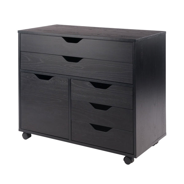 Winsome Wood Halifax 3-section Mobile Storage Cabinet With 5 Easy-glide Drawers For Organizing Your Space Black Composite Wood 20633-winsome-wood