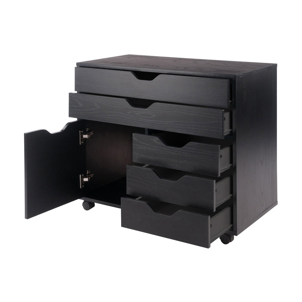 Winsome Wood Halifax 3-section Mobile Storage Cabinet With 5 Easy-glide Drawers For Organizing Your Space Black Composite Wood 20633-winsome-wood