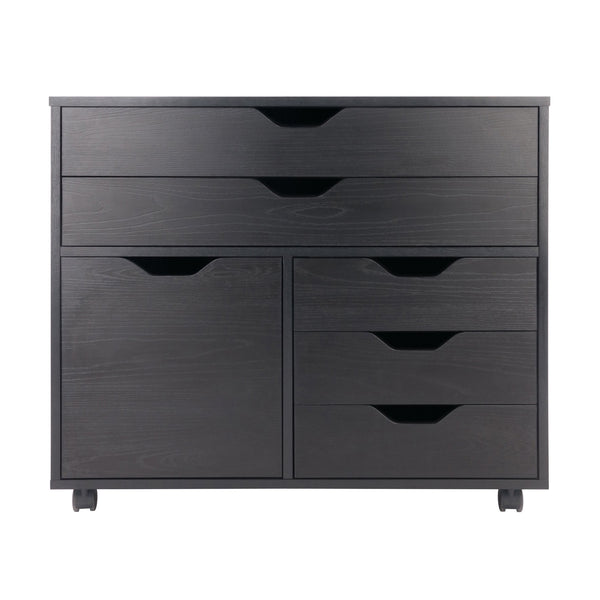 Winsome Wood Halifax 3-section Mobile Storage Cabinet With 5 Easy-glide Drawers For Organizing Your Space Black Composite Wood 20633-winsome-wood