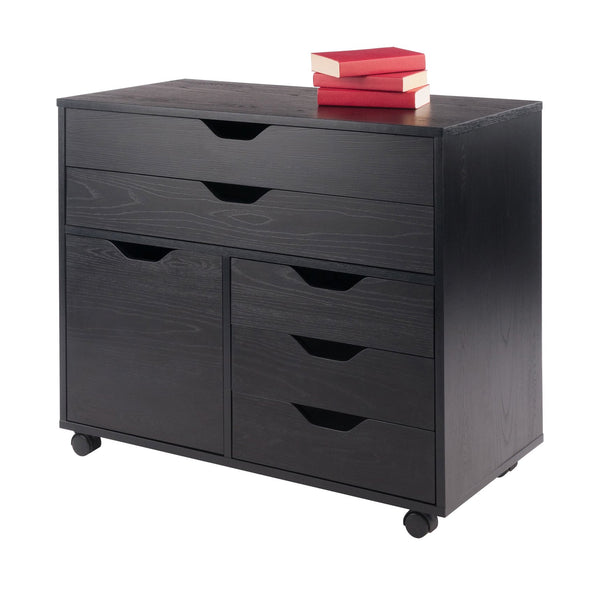 Winsome Wood Halifax 3-section Mobile Storage Cabinet With 5 Easy-glide Drawers For Organizing Your Space Black Composite Wood 20633-winsome-wood
