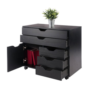 Winsome Wood Halifax 3-section Mobile Storage Cabinet With 5 Easy-glide Drawers For Organizing Your Space Black Composite Wood 20633-winsome-wood