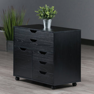 Winsome Wood Halifax 3-section Mobile Storage Cabinet With 5 Easy-glide Drawers For Organizing Your Space Black Composite Wood 20633-winsome-wood