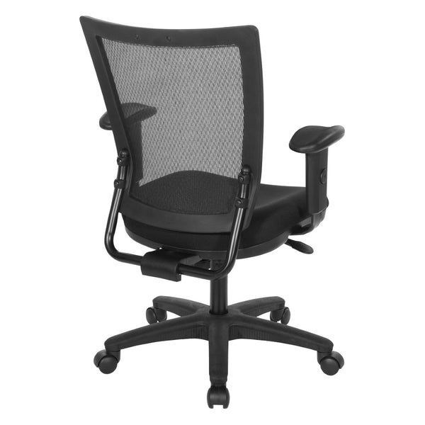 OSP Home Furnishings Office Ergonomic Task Chair with Mesh Back Pu Padding Adjustable Arms and Lumbar Support SPX693734