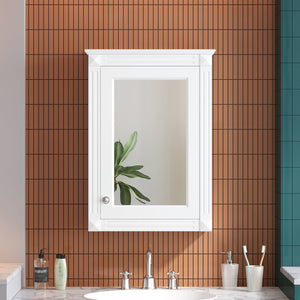 English Elm 20" Medicine Cabinet with Mirror — Space-Saving Wall-Mounted Bathroom Storage with Adjustable Shelf, Modern Carved Design White N710P317680K
