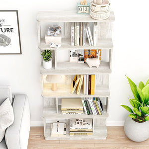 English Elm 31.5" Tall 5-tier Mdf Bookcase Slim Open Shelving Unit for Office Bedroom Living Room Light Gray W2899P444155