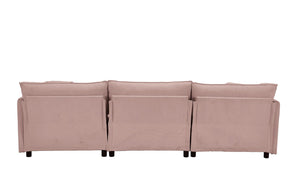 English Elm 108-inch Modular Chenille Sectional Sofa Deep Seat L-shape for Open Living Rooms Pink W2795S00047