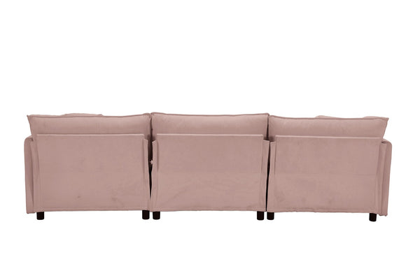 English Elm 108-inch Modular Chenille Sectional Sofa Deep Seat L-shape for Open Living Rooms Pink W2795S00047