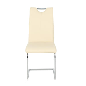 English Elm Modern Pu Leather Dining Chair Set of 2 with Polished Metal Legs for Kitchen W210P375168