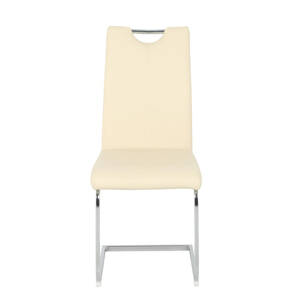 English Elm Modern Pu Leather Dining Chair Set of 2 with Polished Metal Legs for Kitchen W210P375083