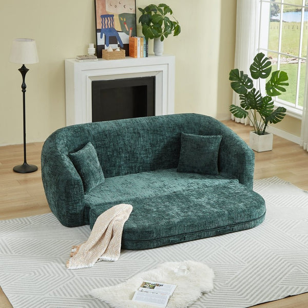 English Elm 87-inch Curved Chenille Convertible Sofa Sleeper with Pull-out Base for Apartment Living W3505P465317