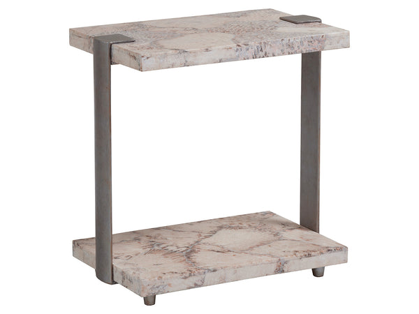 Lexington Artistica Home Corrina Spot Table - Hand-forged Iron Base With Unique Fossilized Coral Top For Stunning Decor Natural Iron Wood 2066-955