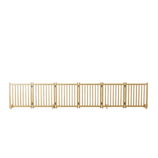 English Elm (6 Panel) Freestanding Wood Pet Gate Accordion Folding Indoor Dog Fence 31 Inch W2641P336052