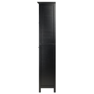 Winsome Wood Burgundy Wine Display Tower - Elegant Black Cabinet With 15 Slots, Glass Door, And Storage Drawer Black Composite Wood ,Glass 20667-winsome-wood