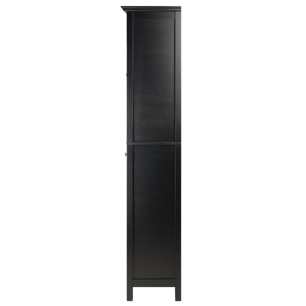Winsome Wood Burgundy Wine Display Tower - Elegant Black Cabinet With 15 Slots, Glass Door, And Storage Drawer Black Composite Wood ,Glass 20667-winsome-wood