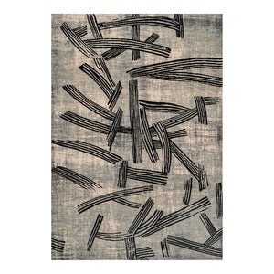 Louis de Poortere Meditation Collection Kanji Calligraphy Inspired Plush Area Rug for Serene Living Spaces Dark Street 9'2 x 12'10 119987