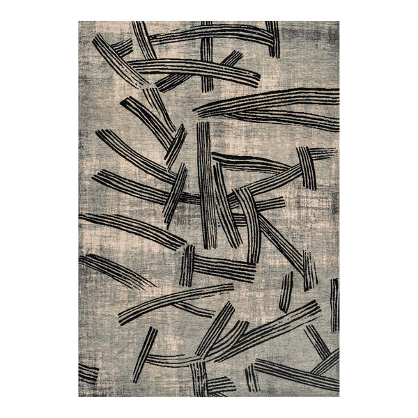 Louis de Poortere Meditation Collection Kanji Calligraphy Inspired Plush Area Rug for Serene Living Spaces Dark Street 9'2 x 12'10 119987