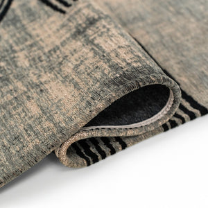 Louis de Poortere Meditation Collection Kanji Calligraphy Inspired Plush Area Rug for Serene Living Spaces Dark Street 9'2 x 12'10 119987