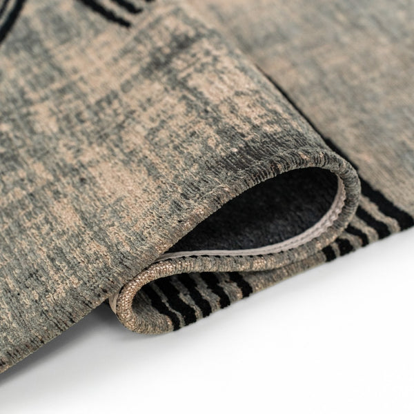 Louis de Poortere Meditation Collection Kanji Calligraphy Inspired Plush Area Rug for Serene Living Spaces Dark Street 9'2 x 12'10 119987