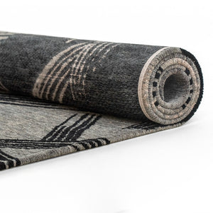 Louis de Poortere Meditation Collection Kanji Calligraphy Inspired Plush Area Rug for Serene Living Spaces Dark Street 9'2 x 12'10 119987