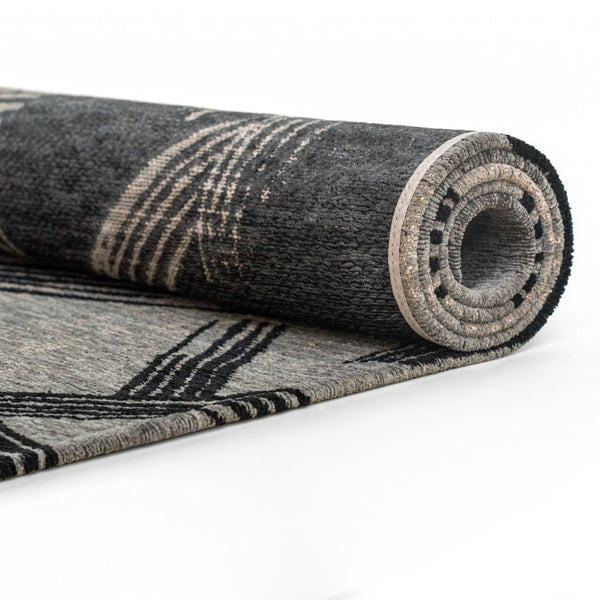 Louis de Poortere Meditation Collection Kanji Calligraphy Inspired Plush Area Rug for Serene Living Spaces Dark Street 9'2 x 12'10 119987