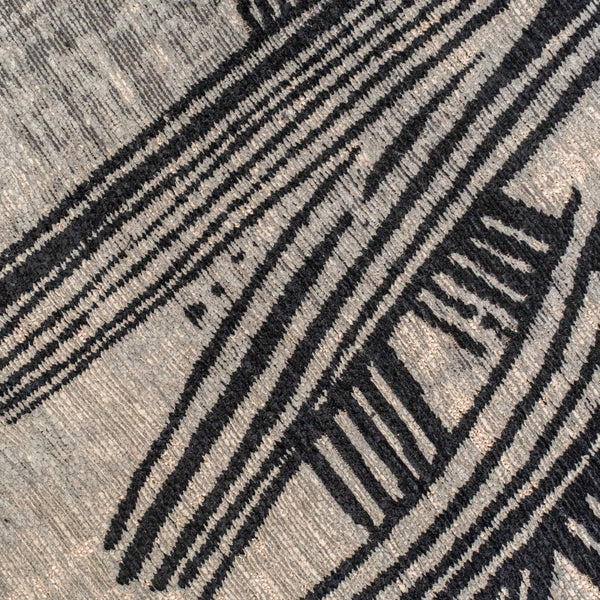 Louis de Poortere Meditation Collection Kanji Calligraphy Inspired Plush Area Rug for Serene Living Spaces Dark Street 9'2 x 12'10 119987