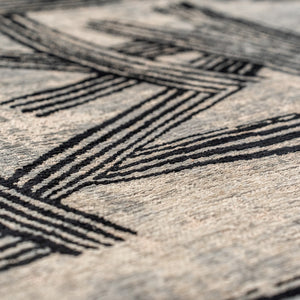 Louis de Poortere Meditation Collection Kanji Calligraphy Inspired Plush Area Rug for Serene Living Spaces Dark Street 9'2 x 12'10 119987