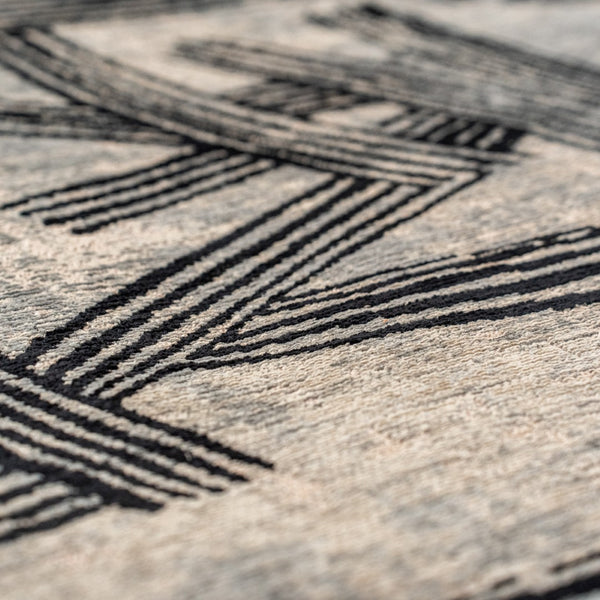 Louis de Poortere Meditation Collection Kanji Calligraphy Inspired Plush Area Rug for Serene Living Spaces Dark Street 9'2 x 12'10 119987