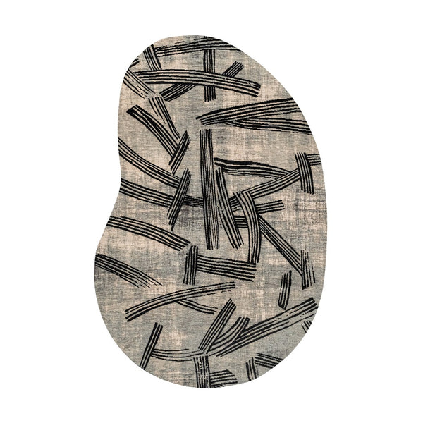 Louis de Poortere Meditation Collection Kanji Calligraphy Inspired Plush Area Rug for Serene Living Spaces Dark Street 7'9 x 11'2 120015