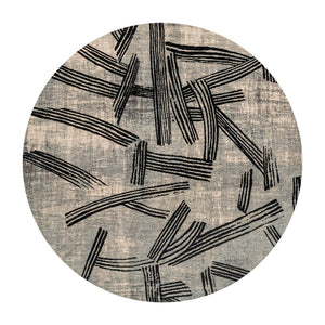 Louis de Poortere Meditation Collection Kanji Calligraphy Inspired Plush Area Rug for Serene Living Spaces Dark Street 7'10 x 7'10 119989