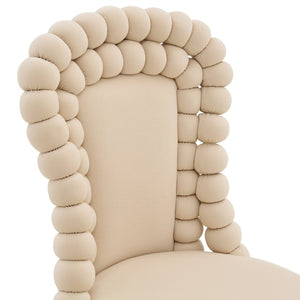 English Elm Set of 2 Sculptural Bubble Back Velvet Dining Chairs with Electroplated Metal Legs Beige,Gold W1512P491562