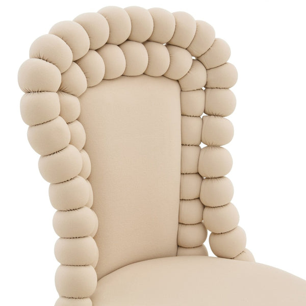 English Elm Set of 2 Sculptural Bubble Back Velvet Dining Chairs with Electroplated Metal Legs Beige,Gold W1512P491562