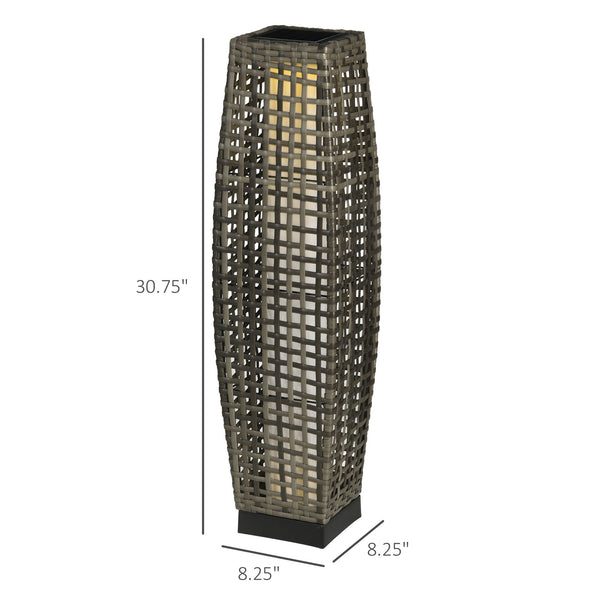 English Elm Outsunny 77" Solar Lamp Post Light with PIR Motion Sensor, Vintage Aluminum Outdoor Pathway Lamp Grey W2225P200812