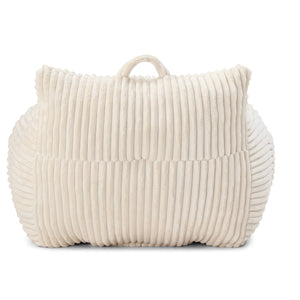 English Elm Giant Plush Bean Bag Chair with Armrests and Footstool for Ultimate Comfort, Durable Corduroy Lounge Sofa Beige W1117P309390