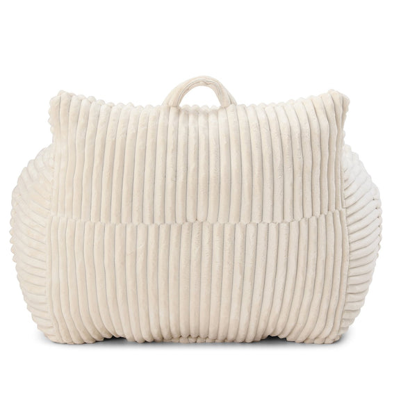 English Elm Giant Plush Bean Bag Chair with Armrests and Footstool for Ultimate Comfort, Durable Corduroy Lounge Sofa Beige W1117P309390