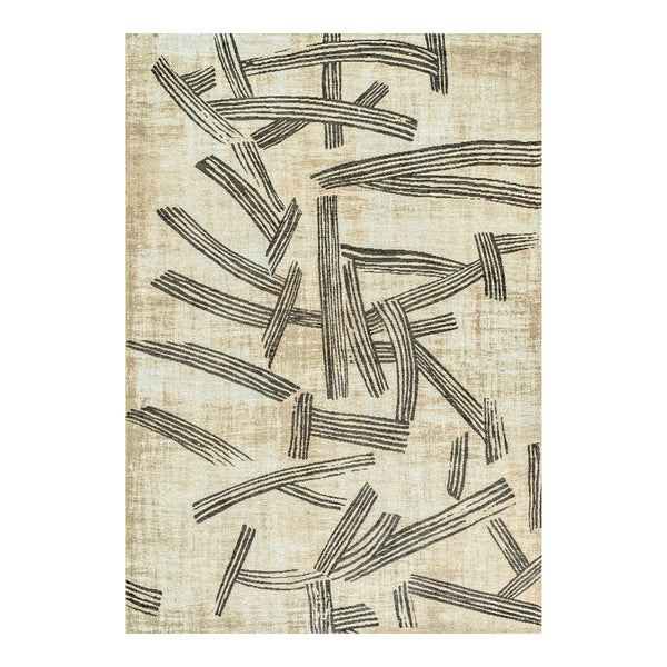 Louis de Poortere Meditation Collection Kanji Calligraphy Inspired Plush Area Rug for Serene Living Spaces Slate 7'10 x 11'2 119994