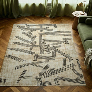 Louis de Poortere Meditation Collection Kanji Calligraphy Inspired Plush Area Rug for Serene Living Spaces Slate 7'10 x 11'2 119994