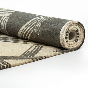 Louis de Poortere Meditation Collection Kanji Calligraphy Inspired Plush Area Rug for Serene Living Spaces Slate 7'10 x 11'2 119994