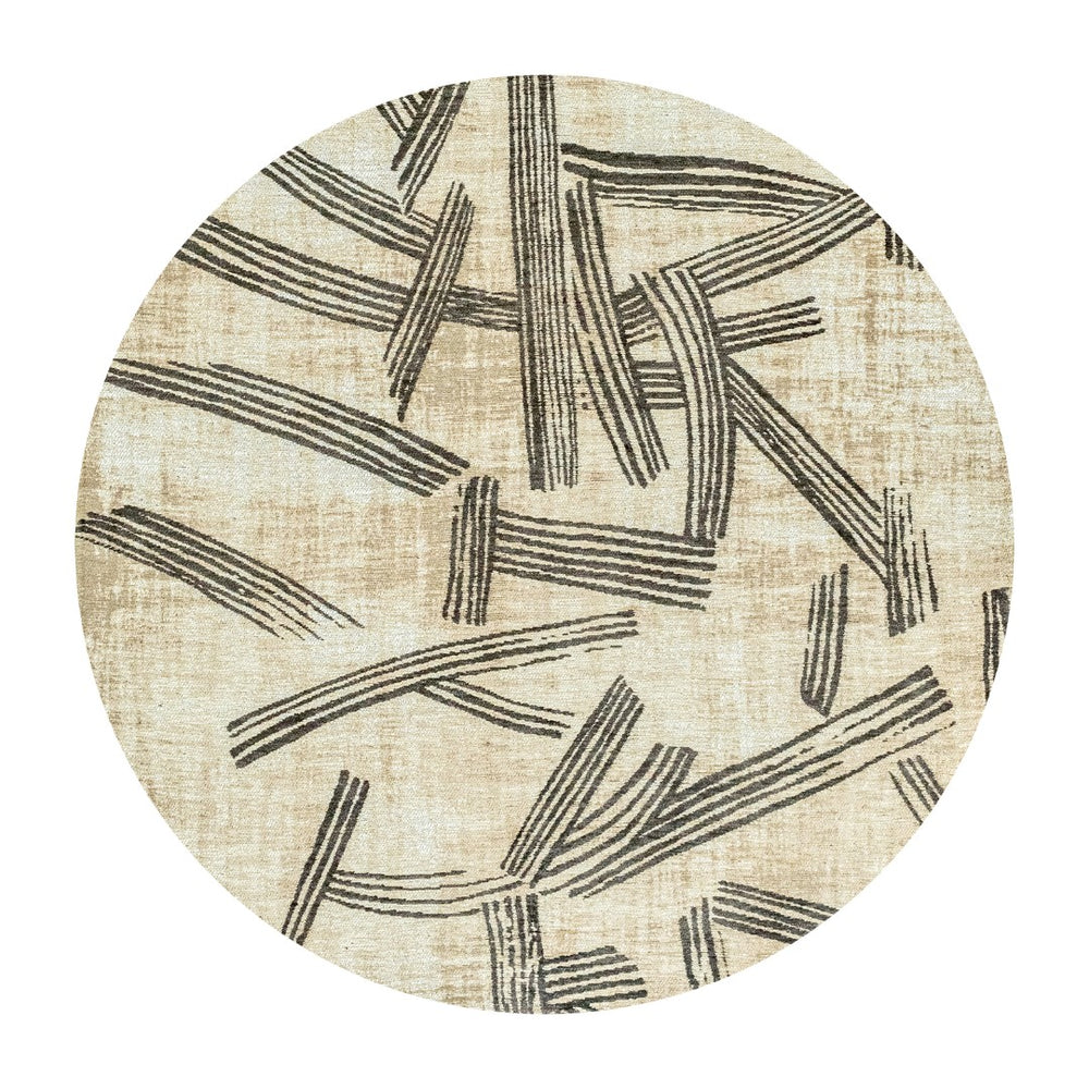 Louis de Poortere Meditation Collection Kanji Calligraphy Inspired Plush Area Rug for Serene Living Spaces Slate 7'10 x 7'10 119997