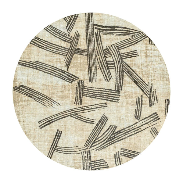 Louis de Poortere Meditation Collection Kanji Calligraphy Inspired Plush Area Rug for Serene Living Spaces Slate 7'10 x 7'10 119997