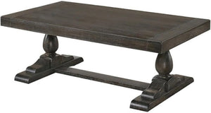 English Elm 52" Dove Finish Rectangular Coffee Table Low Profile Solid Wood Living Room Accent Gray B011P427253