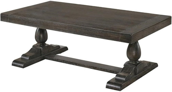 English Elm 52" Dove Finish Rectangular Coffee Table Low Profile Solid Wood Living Room Accent Gray B011P427253