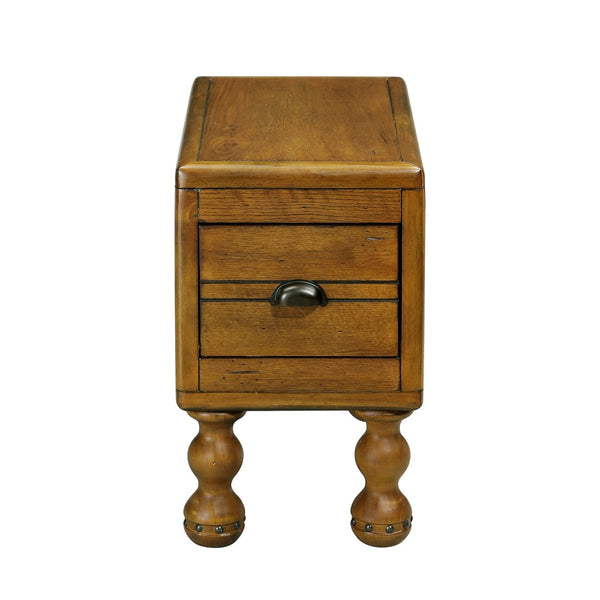 English Elm Solid Wood End Table - Vintage-Style Narrow Nightstand With Drawer For Small Spaces, Easy Assembly! W1202P176736-GIGA