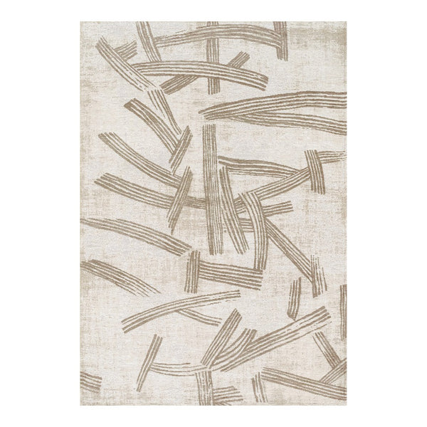 Louis de Poortere Meditation Collection Kanji Calligraphy Inspired Plush Area Rug for Serene Living Spaces Dune 7'10 x 11'2 120002