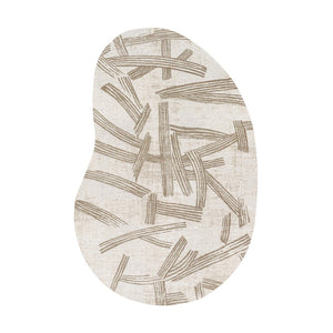 Louis de Poortere Meditation Collection Kanji Calligraphy Inspired Plush Area Rug for Serene Living Spaces Dune 7'9 x 11'2 120019